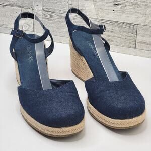 Chadwick 10M Denim Espadrille Wedge Close Toe Buckle Sandals Casual Shoes Summer